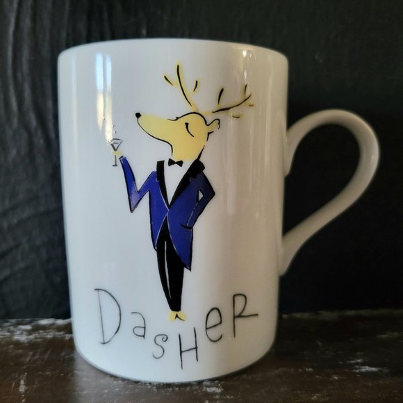 Pottery Barn Christmas Santa's Reindeer Porcelain Coffee Mug - Dasher - Picture 1 of 5